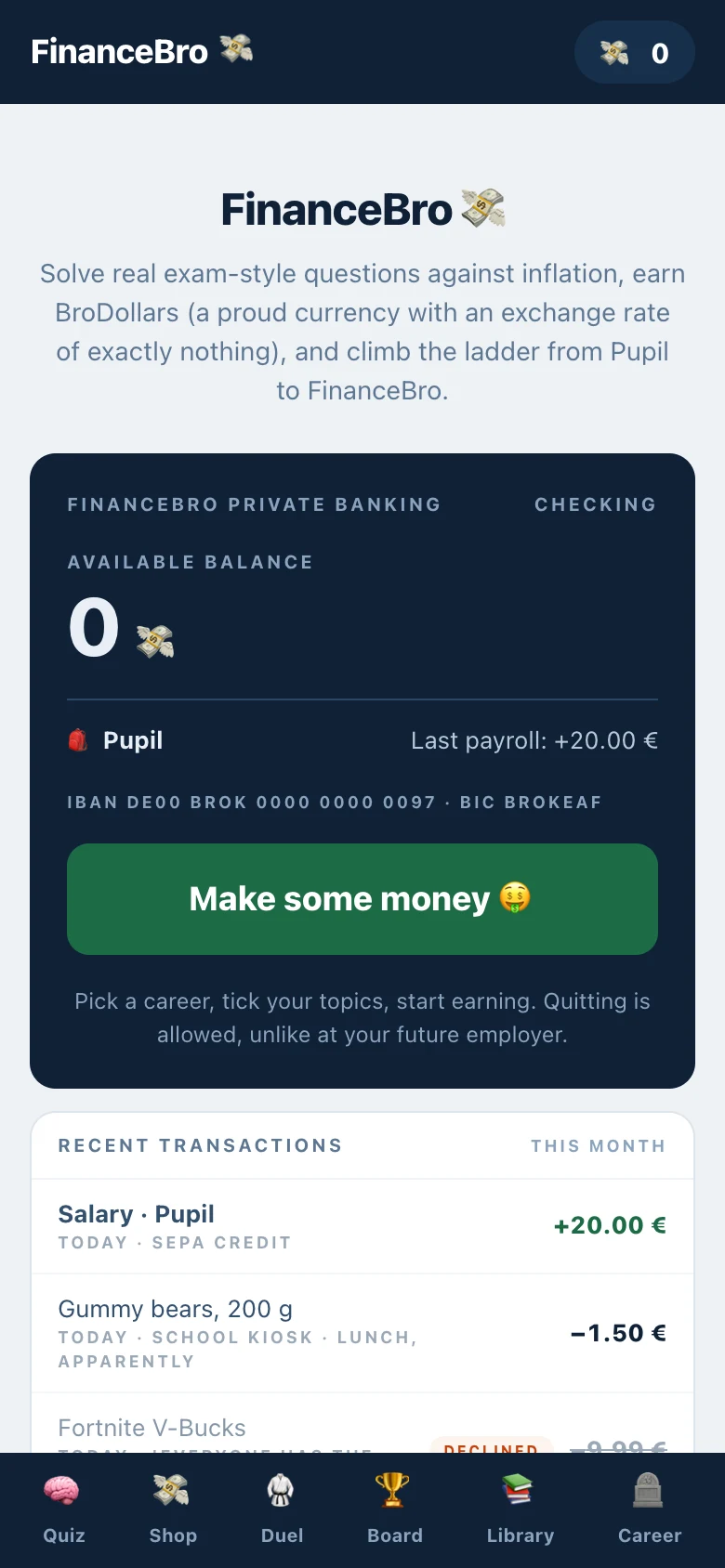 FinanceBro auf dem Handy